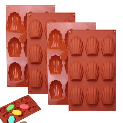 Image de Moules en silicone pour madeleines, lot de 4, avec 9 cavités par moule
