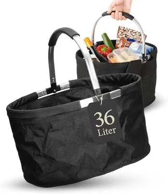 Productafbeelding van Opvouwbare Boodschappenmand 36 Liter - Robuuste Picknickmand met Ergonomische Handgreep