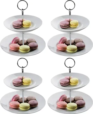 Produktbild von Etageren - H 23 cm - Weiß - Porzellan - 2 Etagen - 4er Set