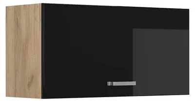 Image de Elément haut de cuisine Vicco R-Line Noir Haute brillance/Chêne doré 80cm Plat, Model 63088