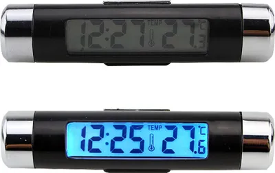 Zdjęcie produktu dla 2 w 1 Samochód Cyfrowy termometr LCD Zegar Kalendarz Automotive podświetlenie Czarnoniebieskie światło