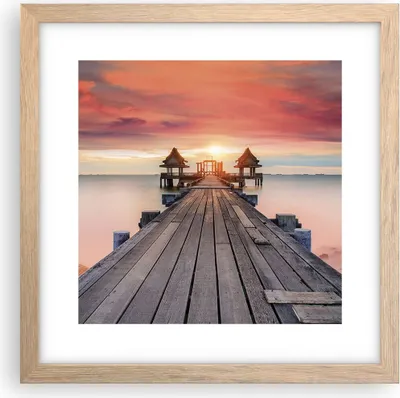 Produktbild von Gerahmtes Poster - Rahmen in heller Eiche - Brücke Holz Spaziergang - 30x30 cm - Wand Bild - Wanddeko - Wandbilder - Kunstposter - Wandposter - Bilderrahmen - Bilder - Kunstdruck - P2NAC30x30-4916