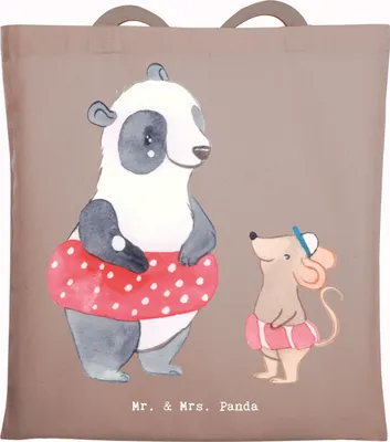 Produktbild von Mr. & Mrs. Panda Einkaufstasche Otter Schwimmen - Braun Pastell - Geschenk, Schwimmkurs, Tasche, Laptoptasche, Wassersport, Jutebeutel, Uni, Tote Bag, totebag