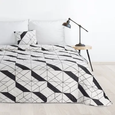 Produktbild von Eurofirany Tagesdecke 200 x 220 cm beige schwarz Mikrofaser Abstrakt