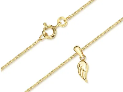 Produktbild von SILBERKETTEN STORE Panzerkette 1mm mit Anhänger Flügel- 333 Gold, Länge wählbar - 50cm