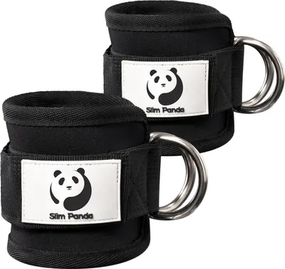 Image de Premium Footstrap Cable Ankle Straps 1 paire de chevillères réglables avec double anneaux en D et support en néoprène idéal pour le fitness