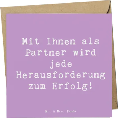 Produktbild von Mr. & Mrs. Panda Grußkarte Spruch Erfolgreiche Geschäftspartner - Lavendeltraum - Geschenk, faltkarte, Danke sagen, Unterstützung, Aufmerksamkeit, Bedanken, Erfolg