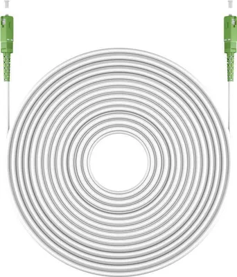 Produktbild von Glasfaserkabel (FTTH), Singlemode (OS2) White, (Simplex), 20 m, 20 m, Weiß - SC-APC (8°) Stecker > SC-APC (8°) Stecker, halogenfreier Kabelmantel (LSZH), Lichtwellenleite