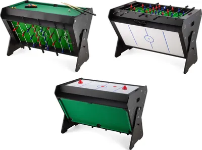 Produktbild von Outtec® 3in1 Spieltisch - Kickertisch, Tischbillard, Airhockey - 121x84x85 cm - Tichfußball, Air Hockey, Billard für Kinder und Erwachsene