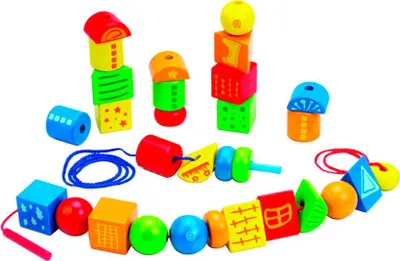 Imagen del producto de Hape: Cuentas de madera Hape, de colores del arcoíris, modelo E1019