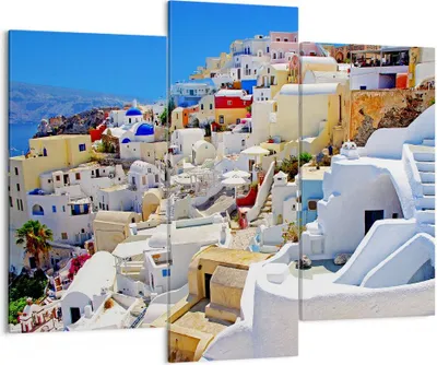 Produktbild von Bild auf Leinwand - Leinwandbild - Griechenland insel tourismus santorini - 130x100cm - Wand Bild - Wanddeko - Leinwanddruck - Bilder - Kunstdruck - Leinwand bilder - Wandkunst - CB130x100-2651