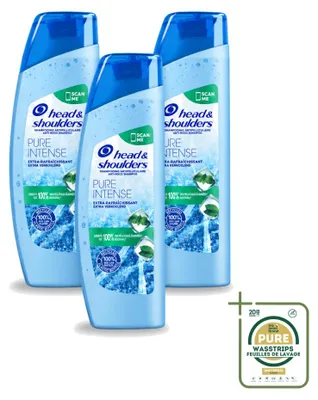 Zdjęcie produktu dla 3 sztuki szamponu Head & Shoulders Anti-łupież, wersja Pure Intense, o intensywnym działaniu i efektie chłodzenia, pojemność 250 ml - zestaw ekonomiczny