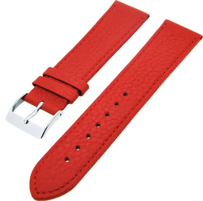 Produktbild von Uhrenarmband Kalbsleder flach mit Naht Rot 22mm Dornschließe