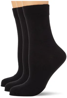 Produktbild von Nur Die 3er Pack Ohne Gummi Socken mit Komfortbund ohne Einschneiden weiche Baumwolle Damen, schwarz, 35-38