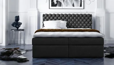 Produktbild von Stilvolles kontinentales Bett Giulio schwarz 200 x 200 + er Topper
