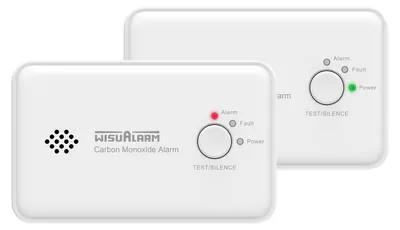 CO-Melder 2er-Pack, 10 Jahre Batterie, EN 50291, Testtaste