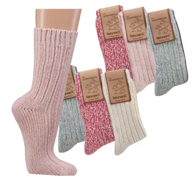 Produktbild von 3 Paar Damen Norwegersocken in schönen Pastellfarben, Größe 35-38