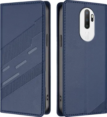 Produktbild von Hülle für Oppo A9 2020 / A5 2020, Kunstleder Brieftaschen Handyhülle mit Kartenfach und Standfunktion Blau
