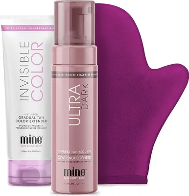 Obrázek produktu pro MineTan Ultra Dark Mousse Set + Bronzing Lotion a rukavice