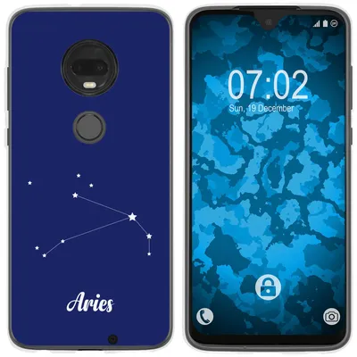 Produktbild von PhoneNatic Case kompatibel mit Motorola Moto G7 Plus Silikon-Hülle SternzeichenAries M11