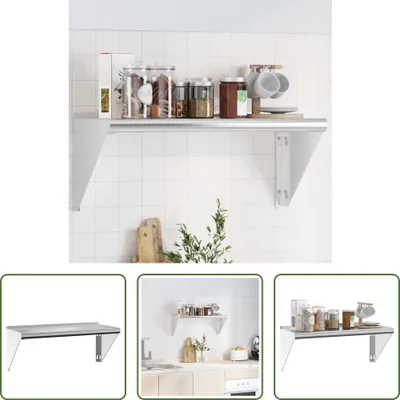 Zdjęcie produktu dla The Living Store Półka ścienna 75x30x31 cm srebrna stal nierdzewna
