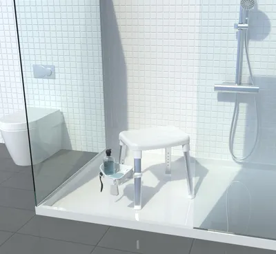 Produktbild von Dusch- und Badehocker mit schwenkbarer Ablage