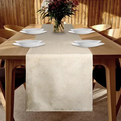 Obrázok produktu pre Obrusový behúň vodotesný 40 x 240 cm, béžová, ľanový vzhľad, prateľný, pre jedáleň