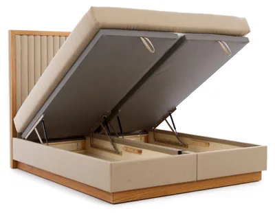 Produktbild von Braun-Beiges Schlafzimmer Bett Designer Betten Doppelbetten Textilbett