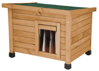 Katzenhaus aus Kiefernholz, 57x45x43 cm, mit Lamellentür