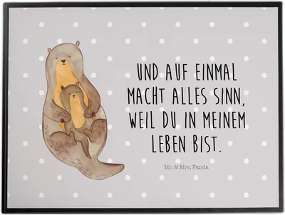 Produktbild von Mr. & Mrs. Panda Schreibunterlage Otter Kind - Grau Pastell - Geschenk, Schreibtischauflage, schreibtischunterlagen, Mama, Unterlage Schreibtisch, bastelunterlagen, Baby