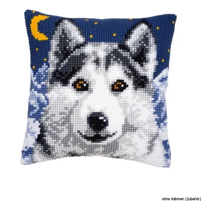 Zdjęcie produktu dla Poduszka do haftu krzyżykowego Vervaco "Husky Night", wstępnie narysowany wzór haftu