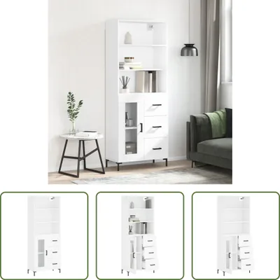 Produktbild von The Living Store Highboard Weiß 69,5x34x180 cm Holzwerkstoff