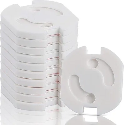 Image de Lot de 10 protections de sécurité autocollantes pour enfants - Faciles à installer - Blanc