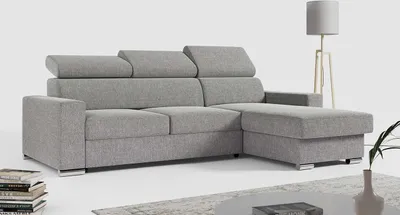 Produktbild von Ecksofa, Verstellbare Kopfstützen, L Couch, Polstersofa mit Bettkasten - FOX-L - Grau