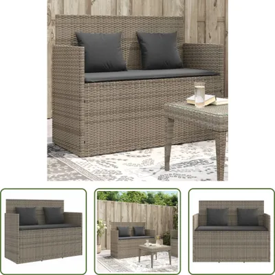 Produktbild von The Living Store Gartenbank mit Kissen Grau Poly Rattan