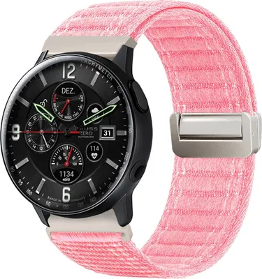 Produktbild von Smartwatch Armband für Samsung Galaxy Watch Active2 44mm Nylon Textil Band Ersatzband Wechselband Magnetverschluss flexibel atmungsaktiv Rosa
