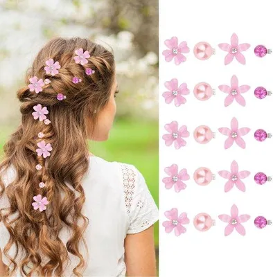 Image de Petites barrettes blanches ornées de strass et de perles pour femmes