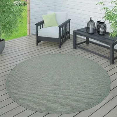 Produktbild von Outdoor Teppich wetterfest Garten & Terrasse flachgewebt Uni Sisaloptik robust Grösse 160 cm Rund