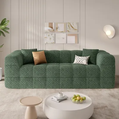 Produktbild von Hawthyhome Sofa 2-3 Sitzer 190cm Chenille Cloud Couches Modernes Wohnzimmersofa mit weicher Polsterung Keine Montage erforderlich, Grün