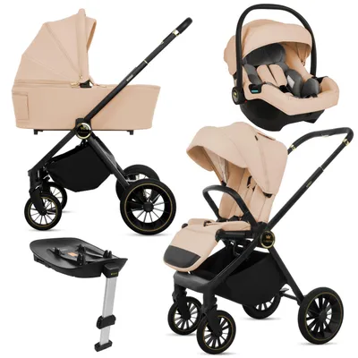 Zdjęcie produktu dla BabyLux® Wielofunkcyjny Wózek Dziecięcy 4w1 ROSSO, Kolor Beżowy, Gondola, Spacerówka, Fotelik Samochodowy, Baza, Akcesoria Lekki Kompaktowy