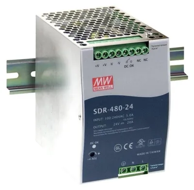 DIN-Schienen-Netzteil 480W 24V 20A, 90-264VAC, 94% Effizienz