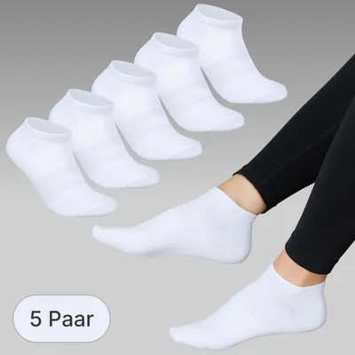 Produktbild von Socken Sneaker ohne Naht Herren Damen Baumwolle Kurzsocken Uni Knöchelsocken 5 Paar Weiß 35 - 38