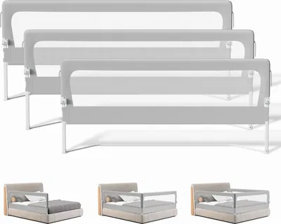Produktbild von Jayseuw 3x Kinder Bettschutzgitter Bettgitter Kinderbettgitter Babybettgitter Klappbar Höhenverstellbar Rausfallschutz für Familienbett und Kinderbett  (2x200cm+1x150cm)
