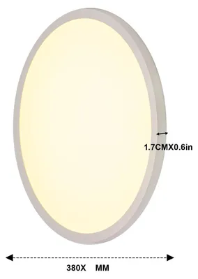 Produktbild von 2er Set LED Deckenleuchte - Deckenlampe - 30 W - 38 cm - Ultraflach 1,7 cm - Dimmbar mit Fernbedienung - Warmweiß 3000 K - Weiß