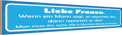 Produktbild von vianmo Holzschild 10x46 cm Liebe Frauen wenn Mann sagt dann Spruch Zitat