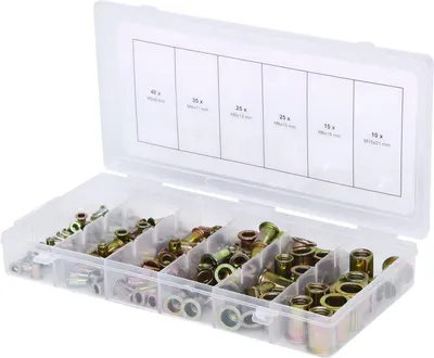 Zdjęcie produktu dla KS TOOLS Sortiment Gewindenieten, Stahl, M3x9mm-M10x21mm, 150-tlg. (970.0610)