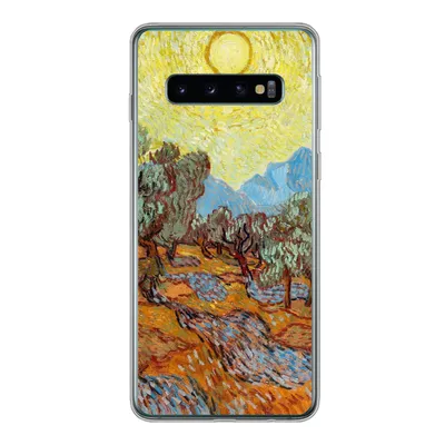 Produktbild von MuchoWow® Handyhülle Schutzhülle Hülle für Samsung Galaxy S10 Olivenbäume mit gelbem Himmel und Sonne - Vincent van Gogh Silikon Softcase Handy Hülle - Handytasche