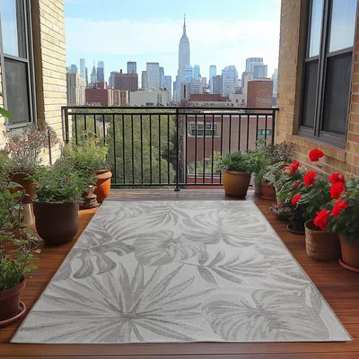 Imagen del producto de Ayyildiz Alfombras para exterior y patio Gris 240x340 cm Alfombra, resistente a la intemperie y a los rayos UV, cocina, balcón, terraza, jardín, sala y comedor