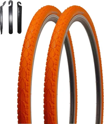 2x Kenda Rennradreifen Kontender K-196, 28 Zoll, Farbe Orange – Inkl. Reifenheber, Für Rennrad & Fixie