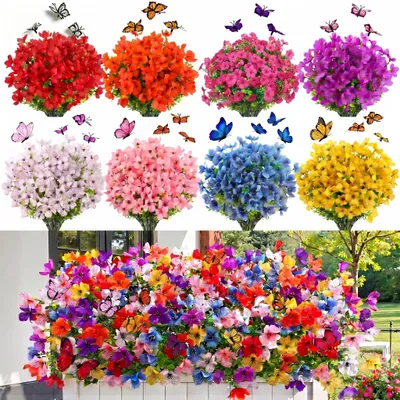 Immagine prodotto di Set di 28 fiori artificiali resistenti ai raggi UV, ideali per la decorazione esterna